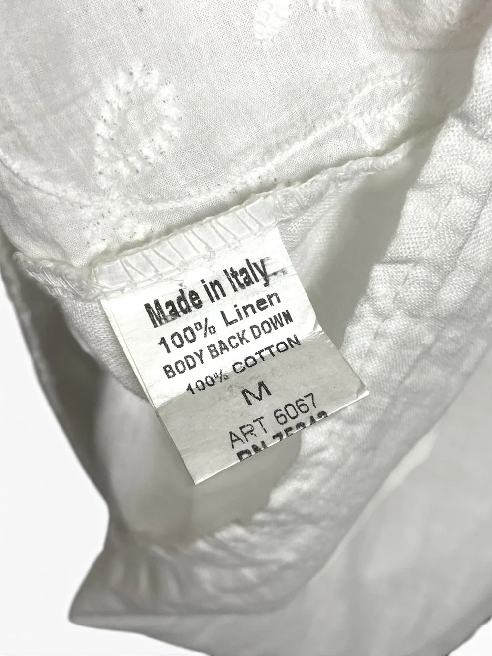 100% linen made in Italy White Short Sleeve Tunic with Eyelet Hem back details M - Picture 4 of 5